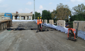 Geostrap laying is in progress at Ch.589 A1 side Wall-06 RHS.