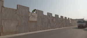 PLUMB CHECKING OF RE PANEL WORK IN PROGRESS AT CH 603+500