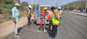 BC GRADE -1 CORE CUTTING WORK IN PROGRESS AT CH 613+500