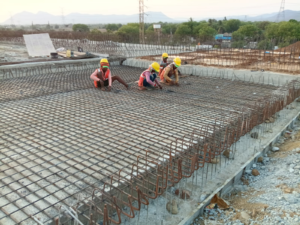 GAP SLAB REINFORCEMENT WORK IN PROGRESS AT CH 603+027 RHS 603+027 RHS