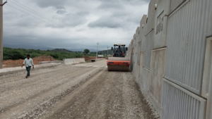 COMPACTION FOR WMM TOP IN PROGRESS AT KM 622+400 TO 622+500 LHS SR (Court Case Stretch)